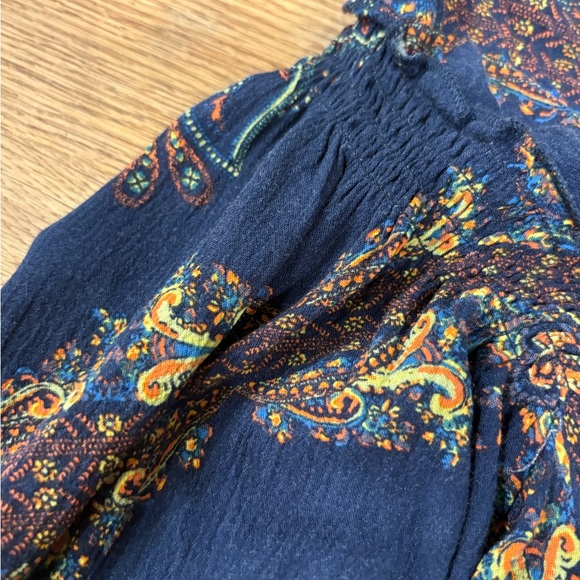 Free People Blue and Yellow Patterned Long Sleeve Dress - Picture 5 of 6